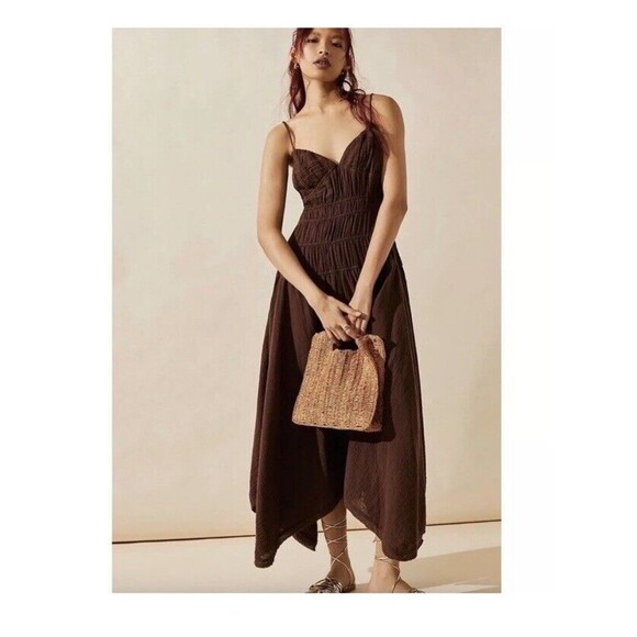 Free People Verbena Midi Dress Chocolate Brown Size Large NWOT - Picture 4 of 13